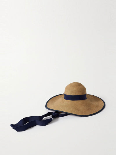 Carolina Herrera Grosgrain-trimmed straw sunhat at Collagerie