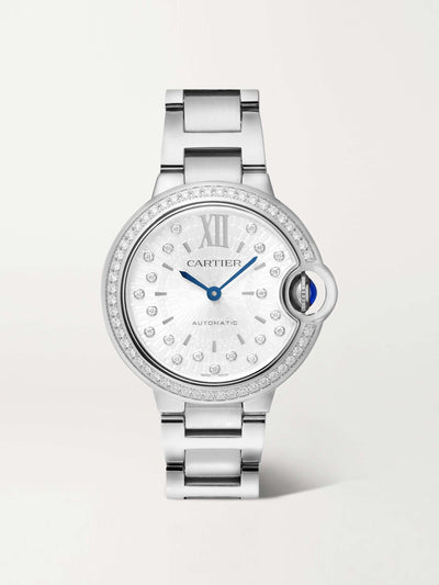 Cartier Ballon Bleu stainless steel and diamond watch at Collagerie