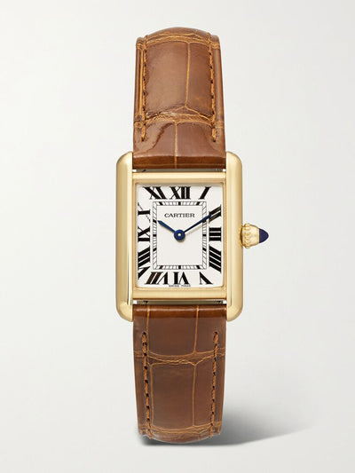 Cartier Tank Louis Cartier small gold and alligator watch at Collagerie