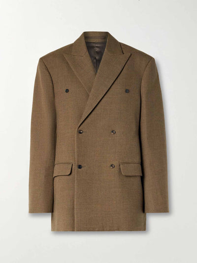 Carven Oversized double-breasted wool-twill blazer at Collagerie
