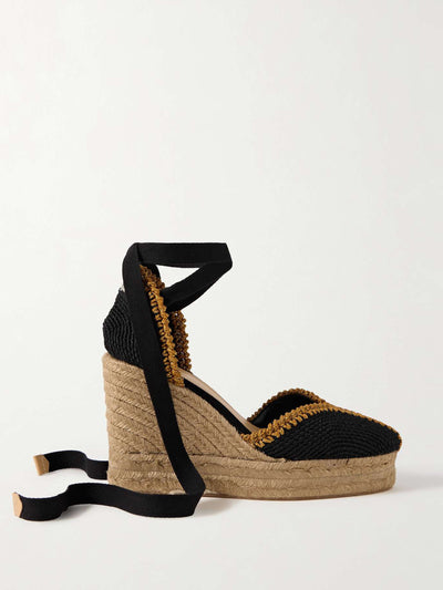 Castañer Couer 80 Lurex-trimmed canvas wedge espadrilles at Collagerie