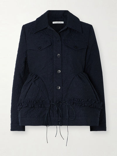 Cecilie Bahnsen Ulanda ruffled gathered cotton-blend cloqué peplum jacket at Collagerie