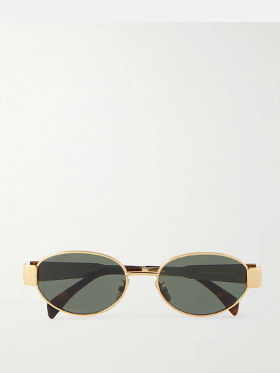 Celine Eyewear Oval-frame gold-tone and tortoiseshell acetate sunglasses at Collagerie