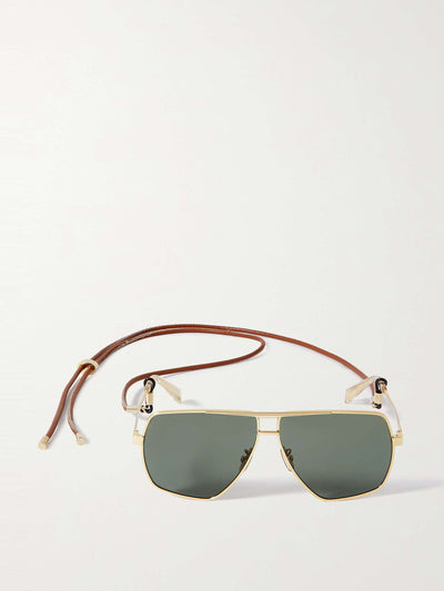 Celine Eyewear Oversized aviator-style gold-tone sunglasses at Collagerie