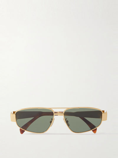 Celine Eyewear Triomphe aviator-style gold-tone and tortoiseshell acetate sunglasses at Collagerie