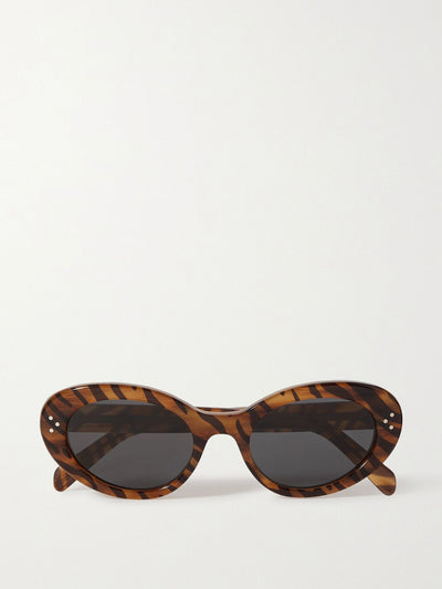 Celine Eyewear Cat-eye tiger-print acetate sunglasses at Collagerie