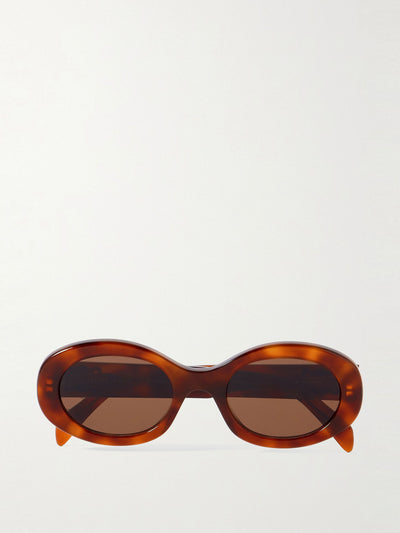 Celine Eyewear Triomphe oval-frame tortoiseshell acetate sunglasses at Collagerie