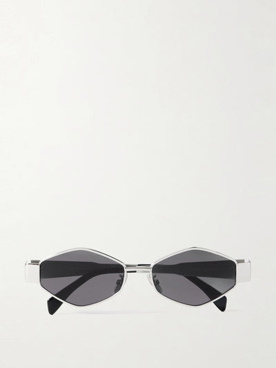 Celine Eyewear Triomphe hexagon-frame silver-tone sunglasses at Collagerie