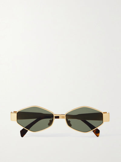 Celine Eyewear Triomphe hexagon-frame gold-tone sunglasses at Collagerie