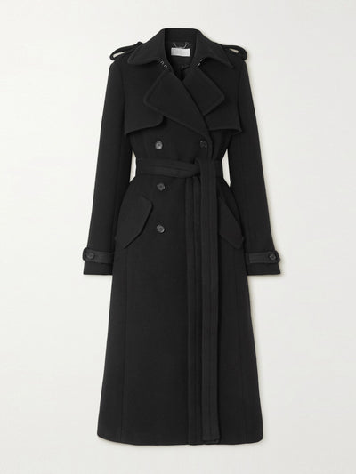 Chloé Belted double-breasted wool-blend trench coat at Collagerie