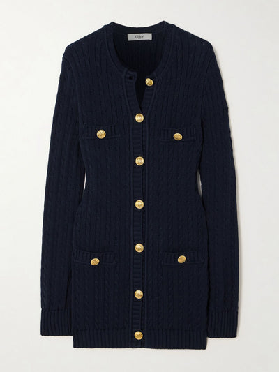 Chloé Embellished cable-knit cotton cardigan at Collagerie