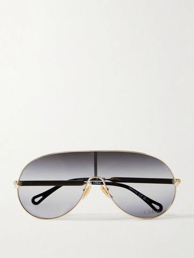 Chloé Eyewear Aly oversized aviator-style gold-tone sunglasses at Collagerie