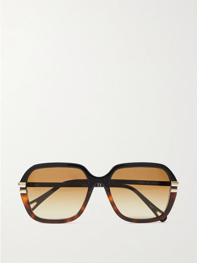 Chloe Eyewear West round-frame tortoiseshell recycled-acetate sunglasses at Collagerie