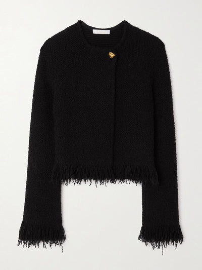 Chloé Frayed wool-blend bouclé-tweed jacket at Collagerie