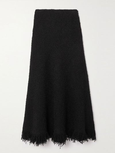 Chloé Frayed wool-blend bouclé-tweed midi skirt at Collagerie