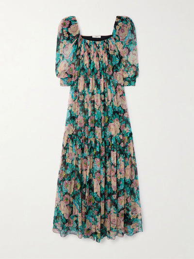 Chloé Gathered floral-print silk-muslin maxi dress at Collagerie