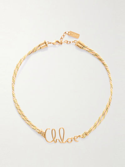 Chloé Gold-tone and cord necklace at Collagerie