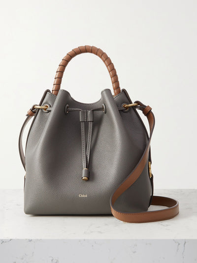 Chloé Marcie two-tone textured-leather bucket bag in Grey at Collagerie