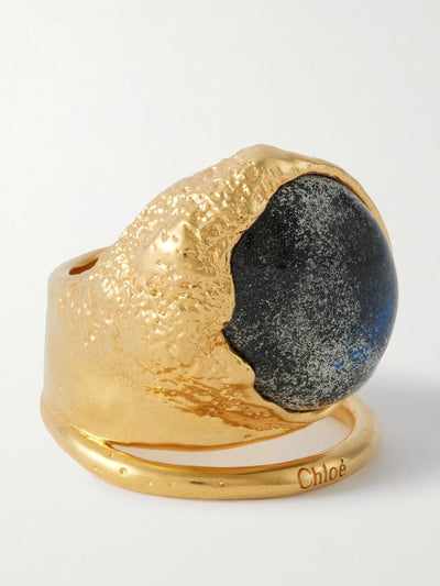 Chloé Hammered gold-tone and resin ring at Collagerie