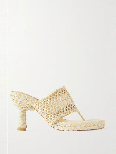 Chloé Isla crocheted raffia mules at Collagerie