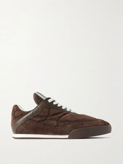 Chloé Kick leather-trimmed quilted suede sneakers at Collagerie