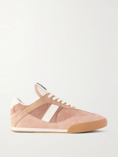 Chloé Kick paneled leather-trimmed suede sneakers at Collagerie