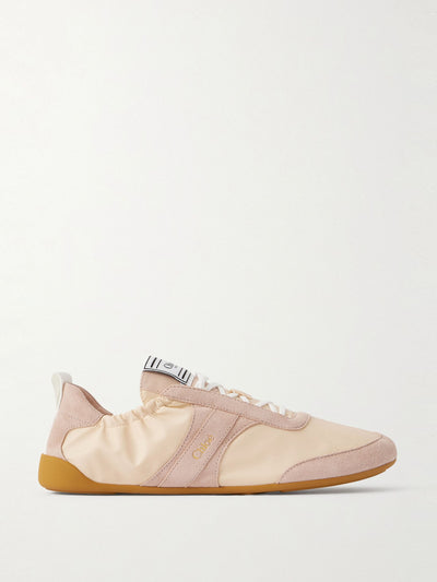 Chloé Kick suede-trimmed shell sneakers at Collagerie