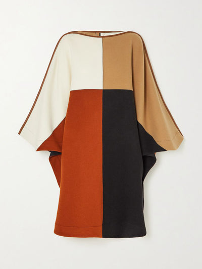 Chloé Leather-trimmed wool-blend poncho at Collagerie