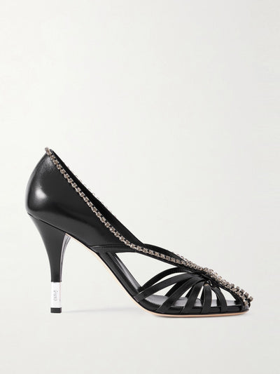 Chloé Leonie cutout embellished leather pumps at Collagerie