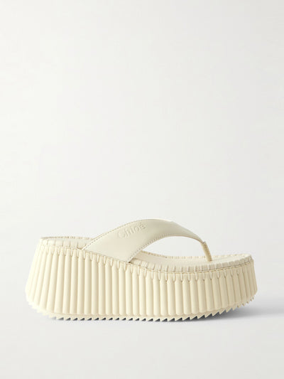 Chloé Nama leather platform flip flops at Collagerie