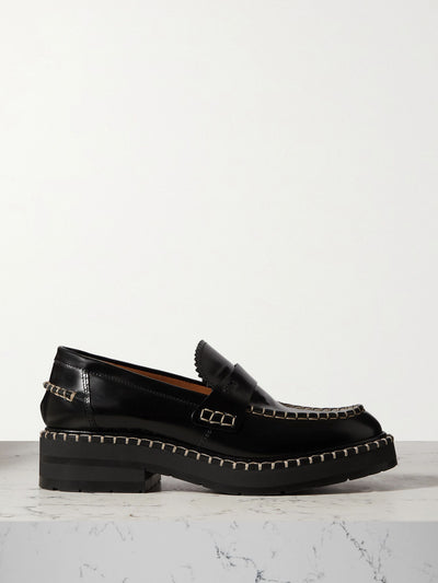 Chloé Noua whipstitched leather loafers at Collagerie