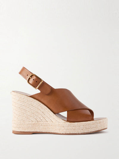 Chloé Pary leather espadrille wedge slingback sandals at Collagerie