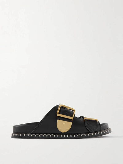 Chloé Rebecca whipstiched leather slides at Collagerie