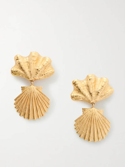 Chloé Shell gold-tone clip earrings at Collagerie