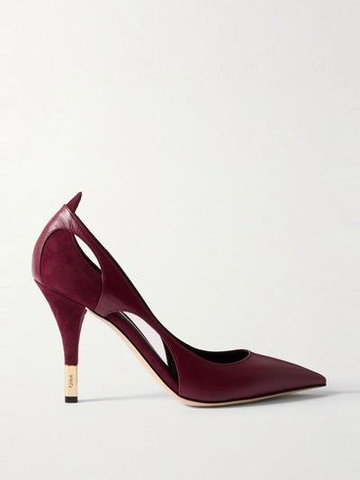 Chloé Saada cutout suede-trimmed leather pumps at Collagerie