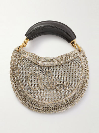 Chloé Summer Banana leather-trimmed metallic crocheted tote at Collagerie