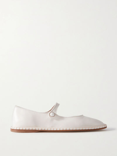 Chloé White leather Mary Jane ballet flats at Collagerie