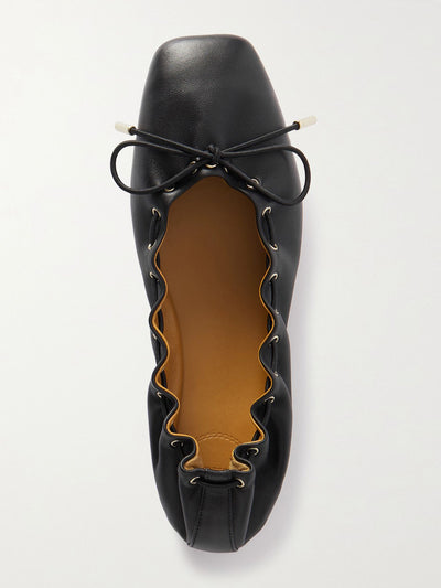 Chloé Black bow-embellished leather ballet flats at Collagerie