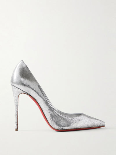 Christian Louboutin Kate 100 metallic cracked-leather pumps at Collagerie