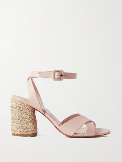 Christian Louboutin Summer Mariza 85 leather and raffia sandals at Collagerie