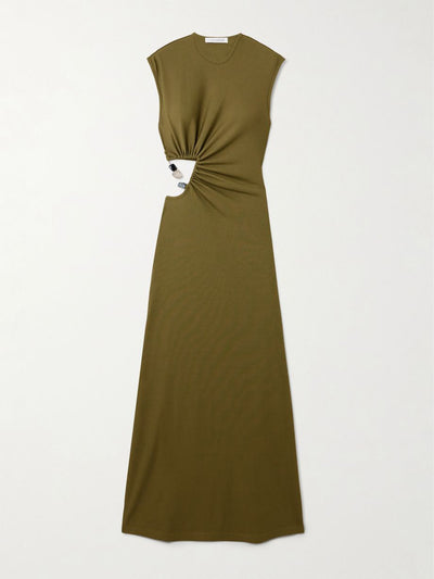 Christopher Esber Cutout embellished ribbed jersey maxi dress at Collagerie