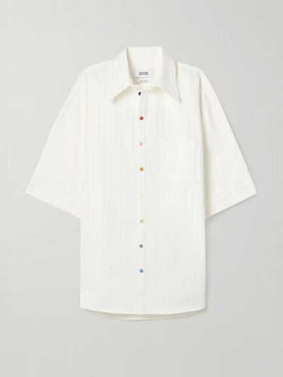 Christopher John Rogers Oversized embroidered cotton-sateen shirt at Collagerie