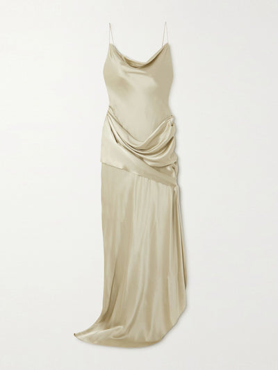 Christopher Esber Off-white open-back draped silk-satin maxi dress at Collagerie