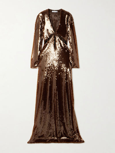 Christopher Esber Lucent cutout sequined mesh maxi dress at Collagerie