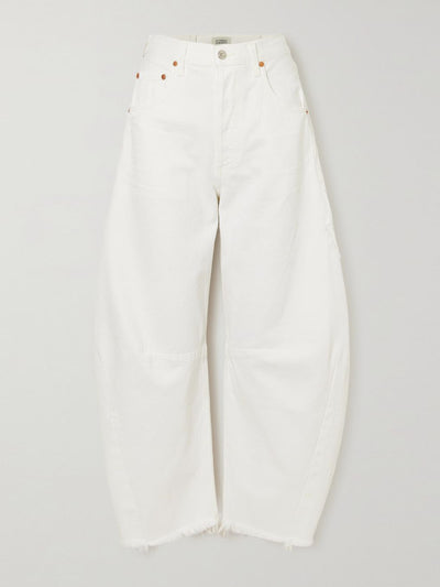 Citizens of Humanity White frayed high-rise wide-leg jeans at Collagerie