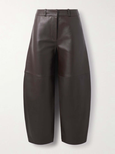 Co Paneled leather barrel-leg pants at Collagerie