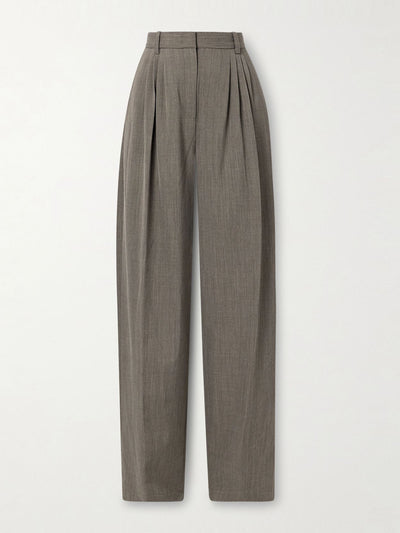 Co Pleated mélange twill wide-leg pants at Collagerie