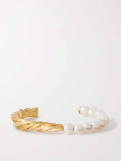 Completedworks The State We're In gold-plated pearl cuff at Collagerie