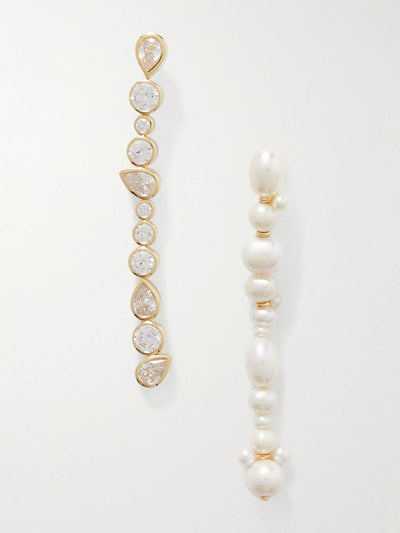 Completedworks Recycled gold vermeil, cubic zirconia and pearl earrings at Collagerie