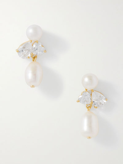 Completedworks Infinity's Reversal recycled gold vermeil, cubic zirconia and pearl earrings at Collagerie